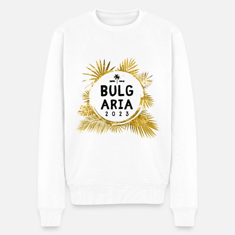 Bulgarien 2023 Bunt - Männer Premium Bio Pullover - Weiß