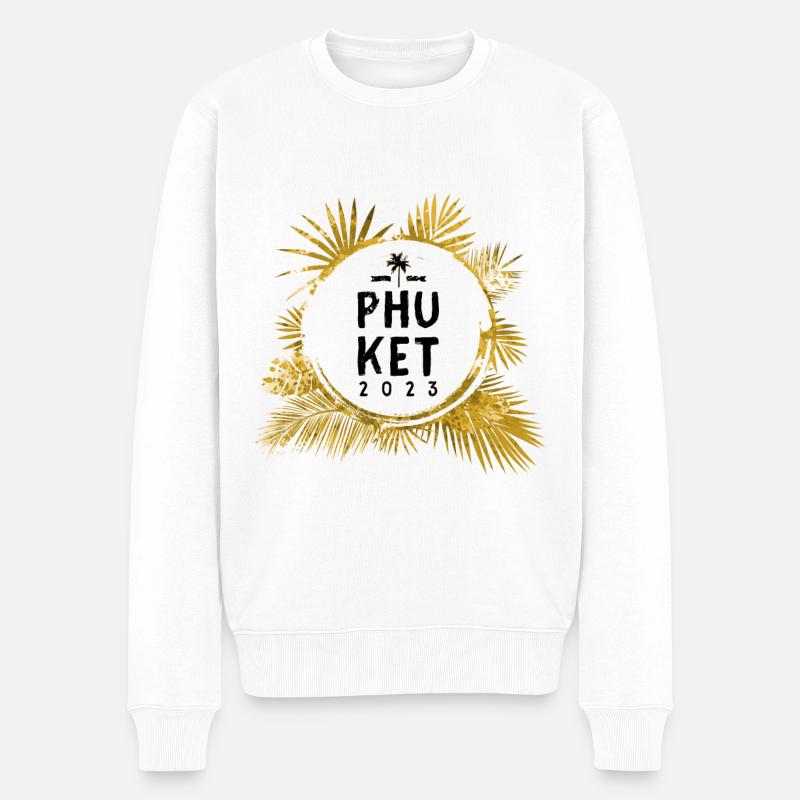 Phuket 2023 Bunt - Männer Premium Bio Pullover - Weiß