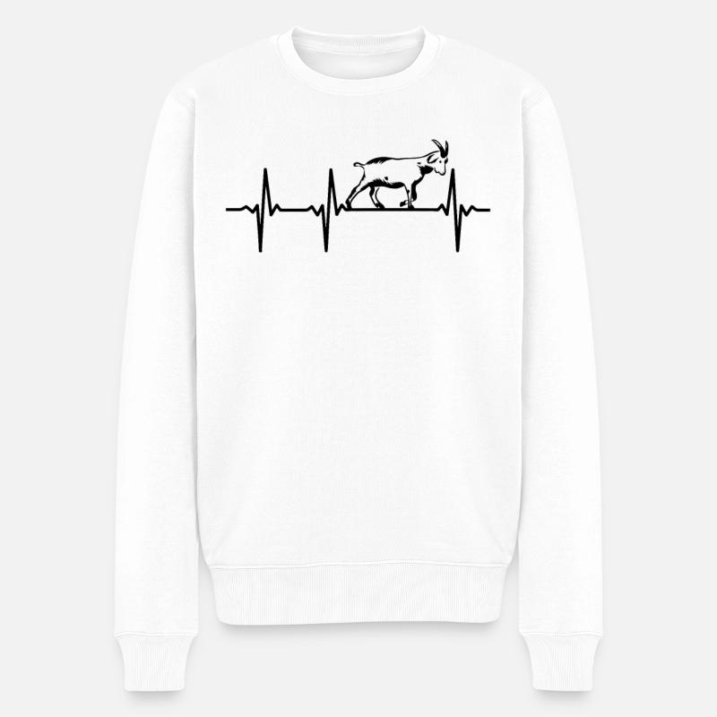 Goat Heartbeat Goat Farm Goat Farmer Goat Heartbea - Männer Premium Bio Pullover - Weiß
