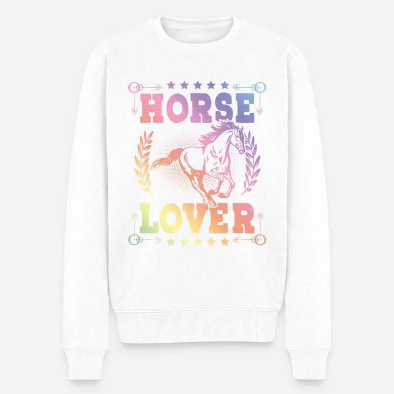 Amoureux des chevaux - Pull Premium bio Homme - blanc