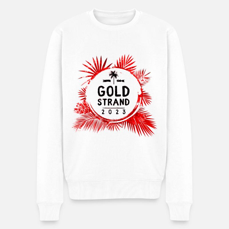 Goldstrand 2023 Bunt - Männer Premium Bio Pullover - Weiß