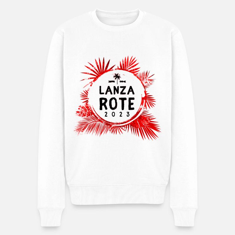 Lanzarote 2023 Bunt - Männer Premium Bio Pullover - Weiß