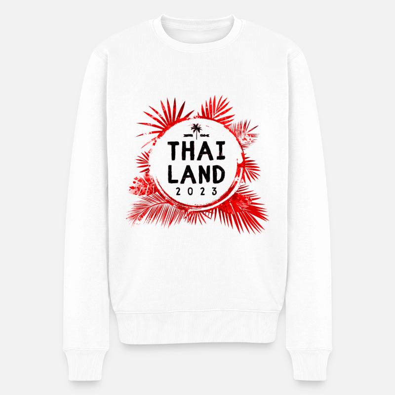Thailand 2023 Bunt - Männer Premium Bio Pullover - Weiß