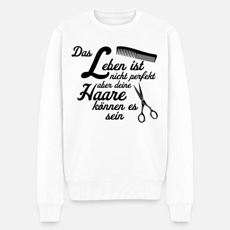 Friseur Friseurin - Männer Premium Bio Pullover - Weiß