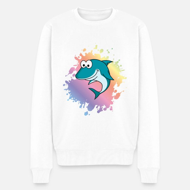 Hai Comic Tier - Männer Premium Bio Pullover - Weiß