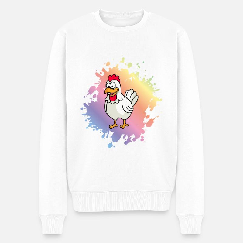 Huhn Comic Tier - Männer Premium Bio Pullover - Weiß