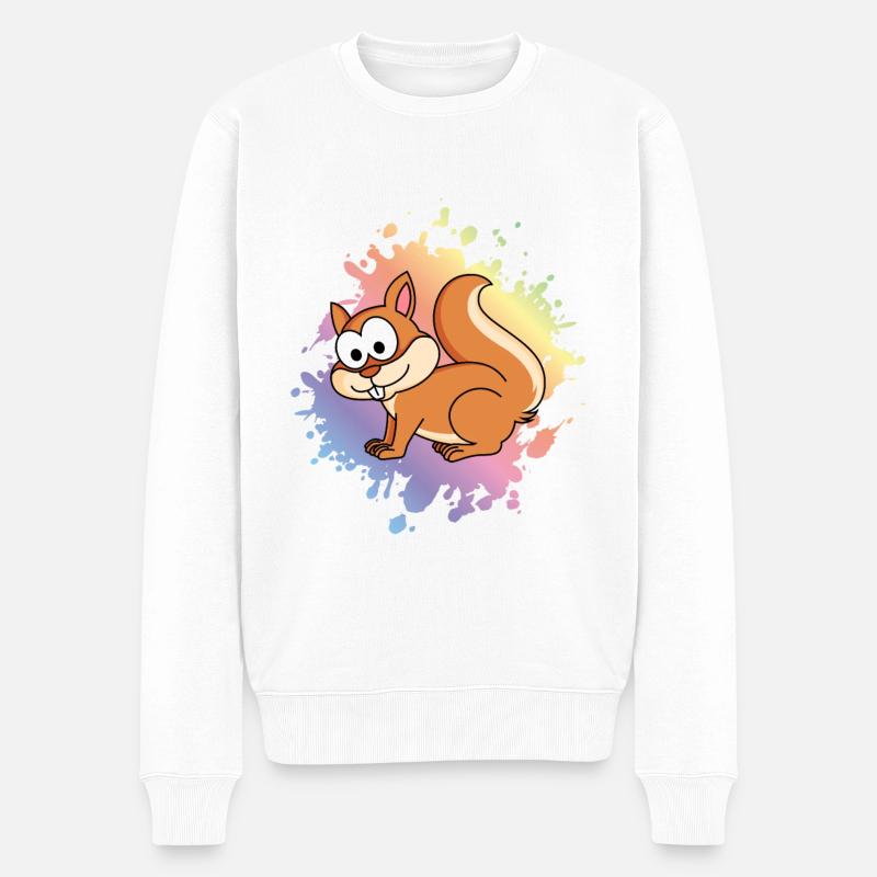 Eichhörnchen Comic Tier - Männer Premium Bio Pullover - Weiß