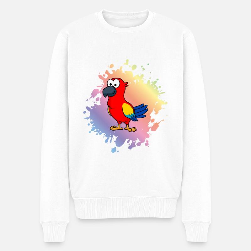 Papagai Comic Tier - Männer Premium Bio Pullover - Weiß