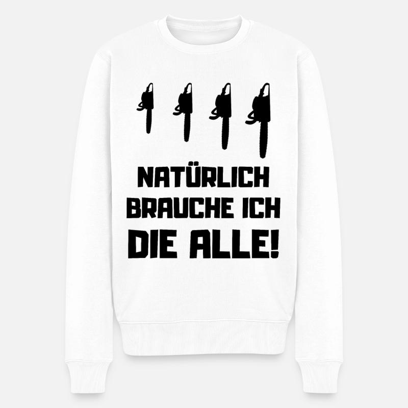 Kettensäge Sammlung Sägeblatt Holz Waldarbeiter - Männer Premium Bio Pullover - Weiß