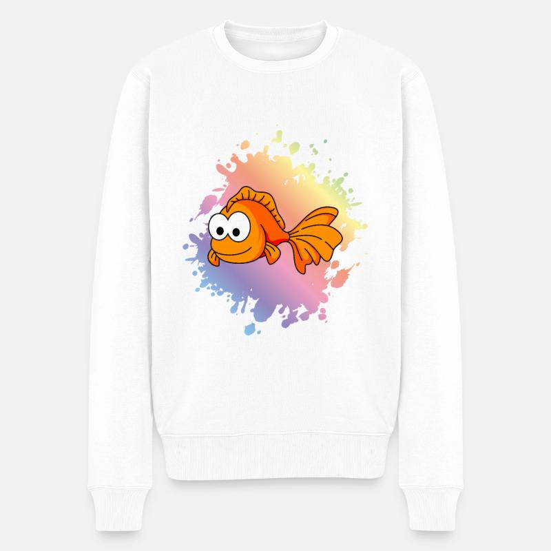 Goldfisch Comic Tier - Männer Premium Bio Pullover - Weiß