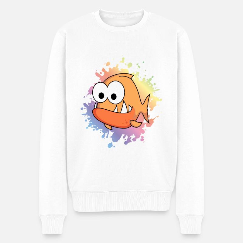 Piranha Comic Animal - Pull Premium bio Homme - blanc