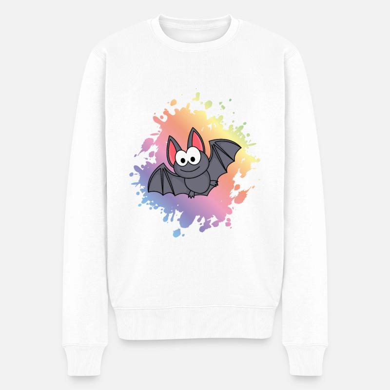 Fledermaus Comic Tier - Männer Premium Bio Pullover - Weiß