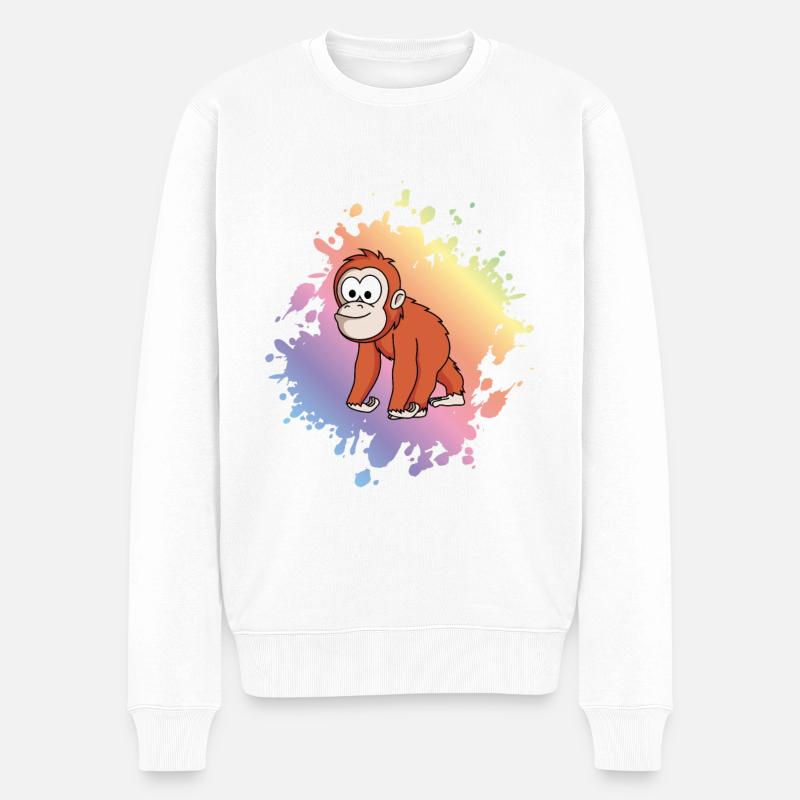 Orangutan monkey comic - Men's Premium Organic Jumper - white