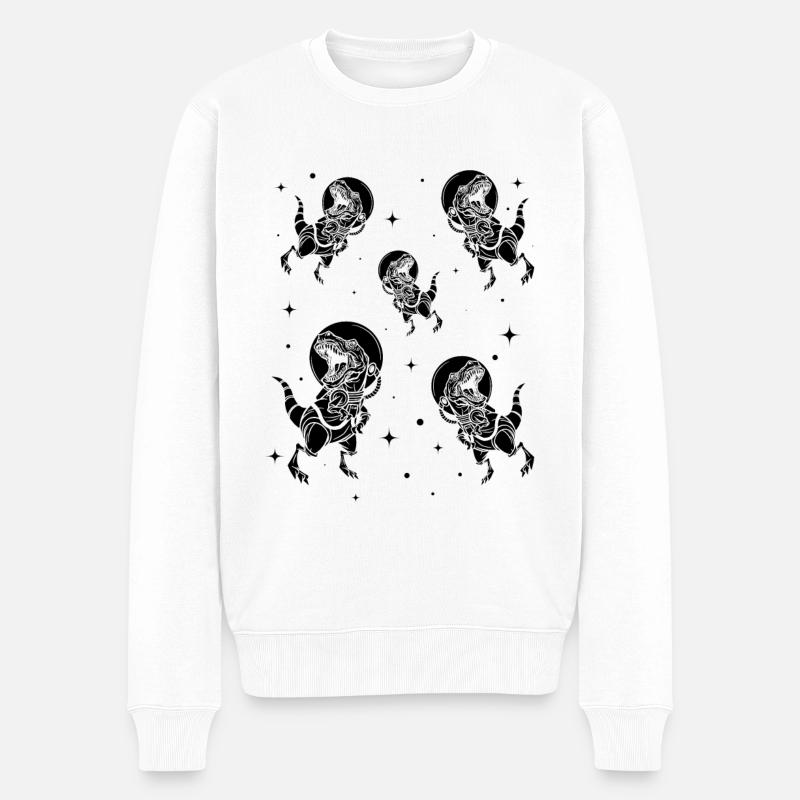 Dino Astronaut - Space Exploration Dinosaur Astron - Männer Premium Bio Pullover - Weiß