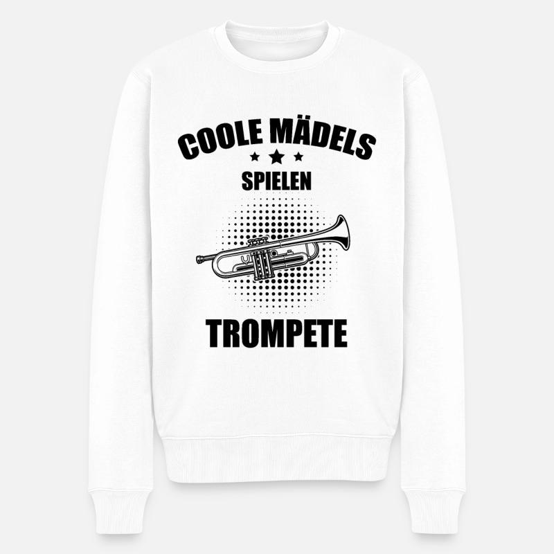 Trompete Trompetenspieler Trompeter - Männer Premium Bio Pullover - Weiß