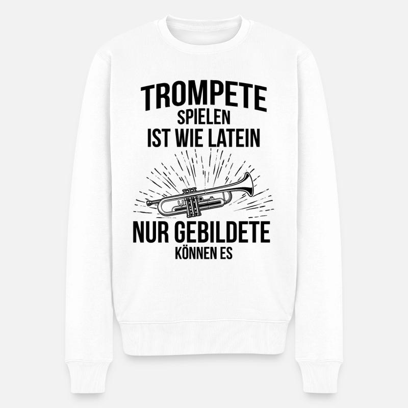 Trompete Trompetenspieler Trompeter - Männer Premium Bio Pullover - Weiß