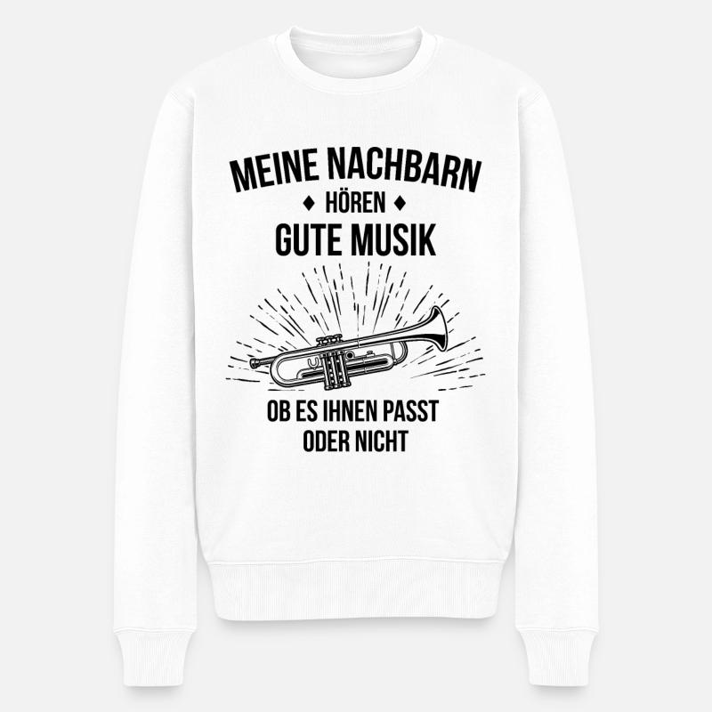 Trompete Trompetenspieler Trompeter - Männer Premium Bio Pullover - Weiß