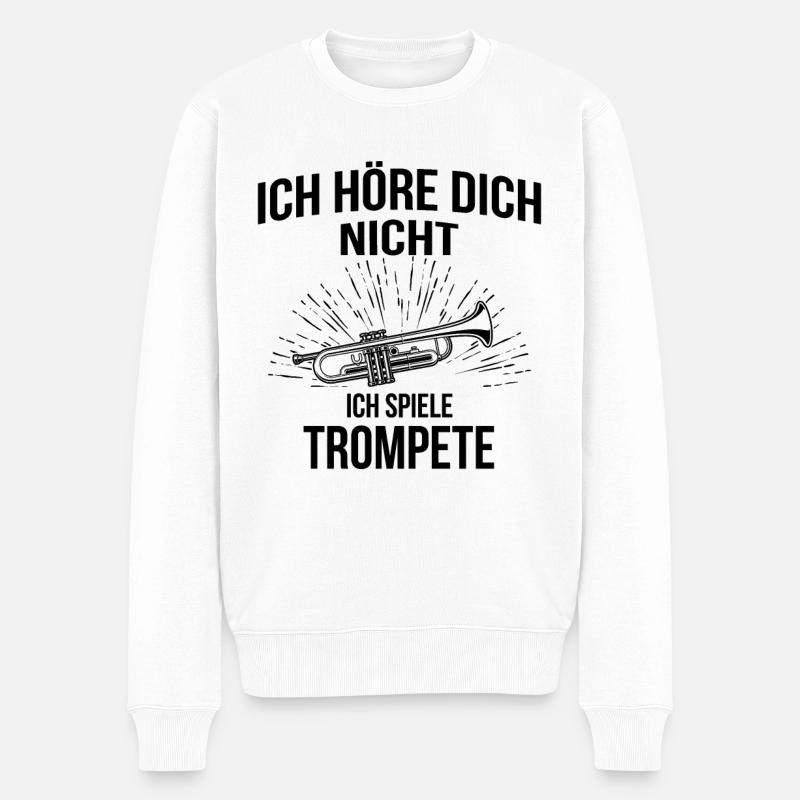 Trompete Trompetenspieler Trompeter - Männer Premium Bio Pullover - Weiß