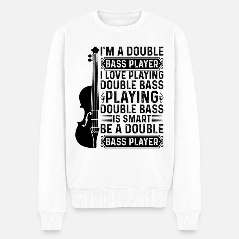 I'm A Double Bass Player I Love Playing Double Bas - Männer Premium Bio Pullover - Weiß