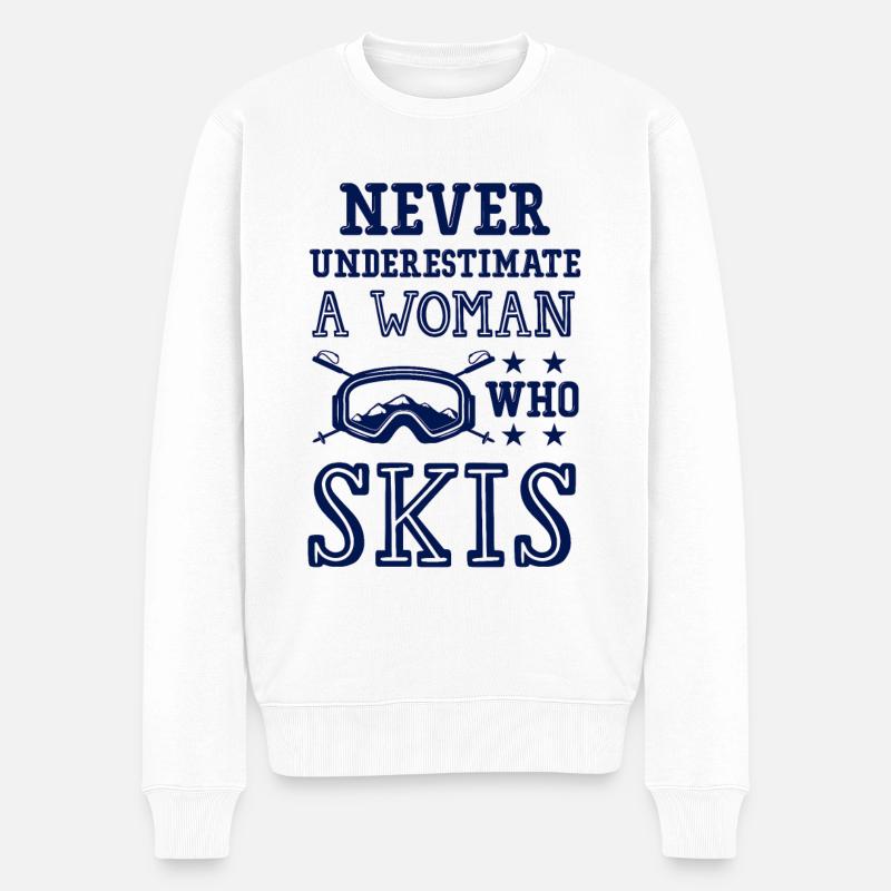 Ne sous-estimez pas une skieuse - Pull Premium bio Homme - blanc