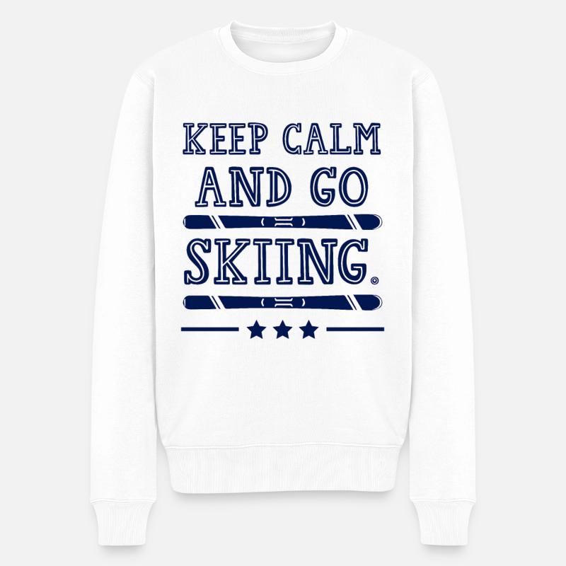 Keep calm ski - Männer Premium Bio Pullover - Weiß