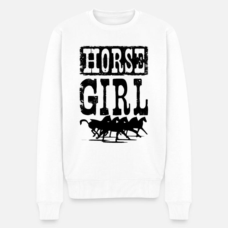 Fille à cheval - Pull Premium bio Homme - blanc