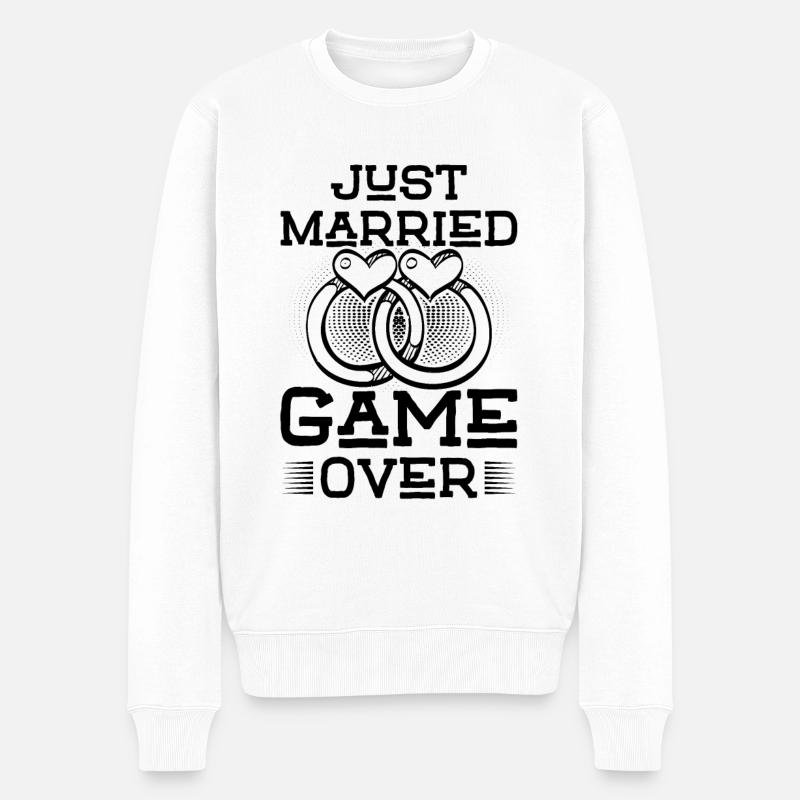 Juste marié Game over - Pull Premium bio Homme - blanc