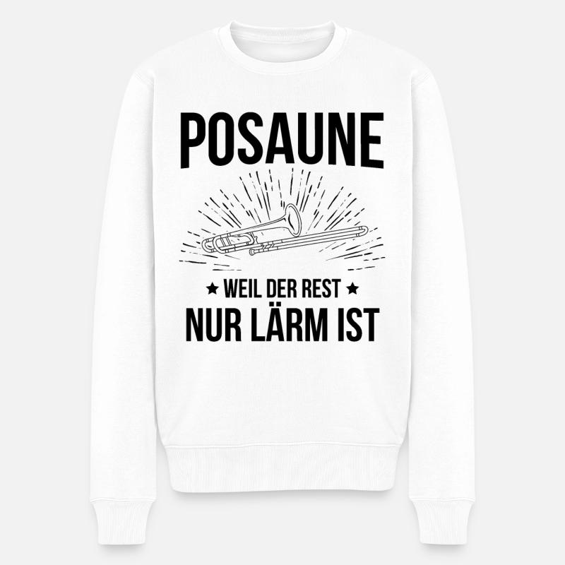 Posaune Posaunenspieler Posaunist - Männer Premium Bio Pullover - Weiß