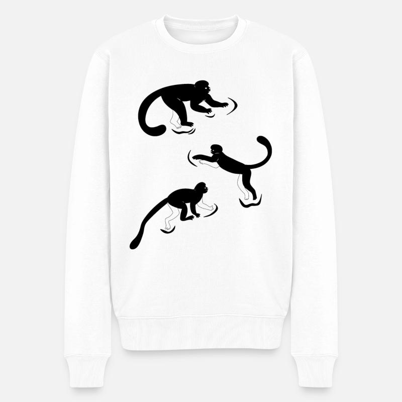 Chimpanzee Orangutan Monkeys - Climbing Monkeys - Männer Premium Bio Pullover - Weiß