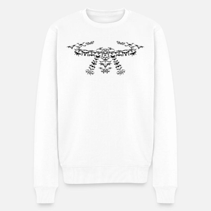 Drone Lover Quadcopter Drone Pilot Drone Silhouett - Männer Premium Bio Pullover - Weiß