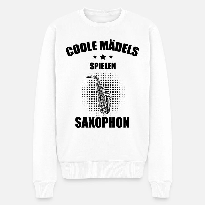 Saxophon Saxophonspieler Saxophonist - Männer Premium Bio Pullover - Weiß