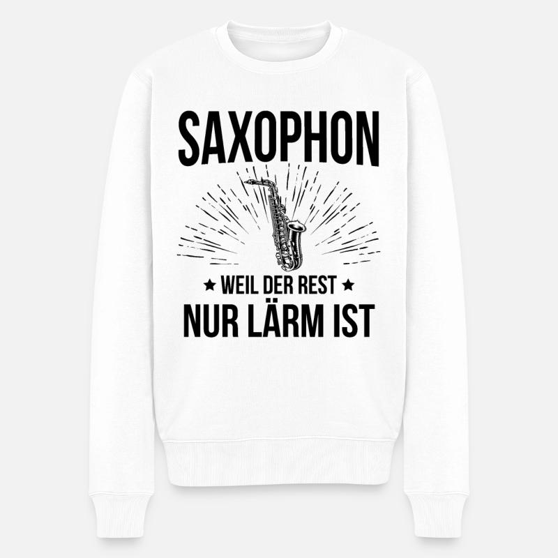 Saxophon Saxophonspieler Saxophonist - Männer Premium Bio Pullover - Weiß
