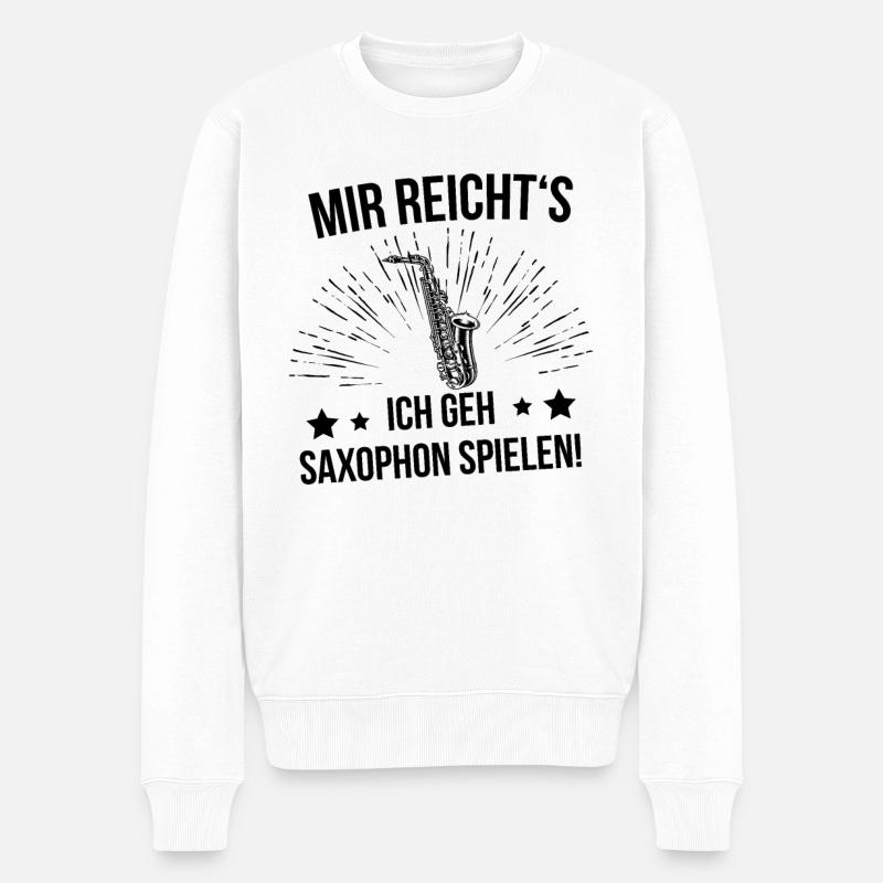 Saxophon Saxophonspieler Saxophonist - Männer Premium Bio Pullover - Weiß