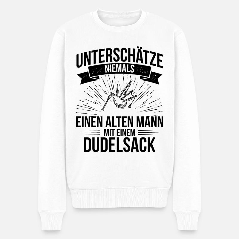 Dudelsack Dudelsackspieler Sackpfeife - Männer Premium Bio Pullover - Weiß