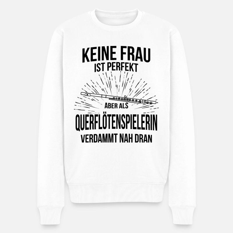 Querflöte Querflötenspieler Querflötist - Männer Premium Bio Pullover - Weiß