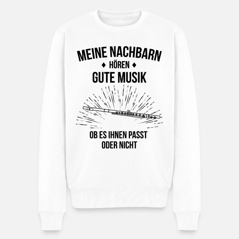 Querflöte Querflötenspieler Querflötist - Männer Premium Bio Pullover - Weiß