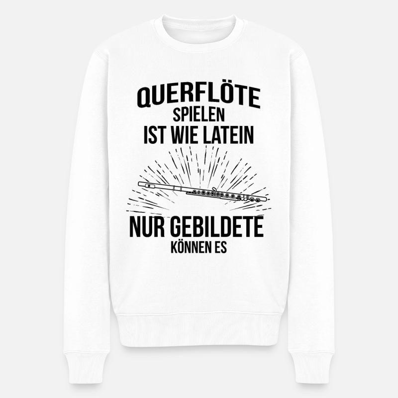 Querflöte Querflötenspieler Querflötist - Männer Premium Bio Pullover - Weiß