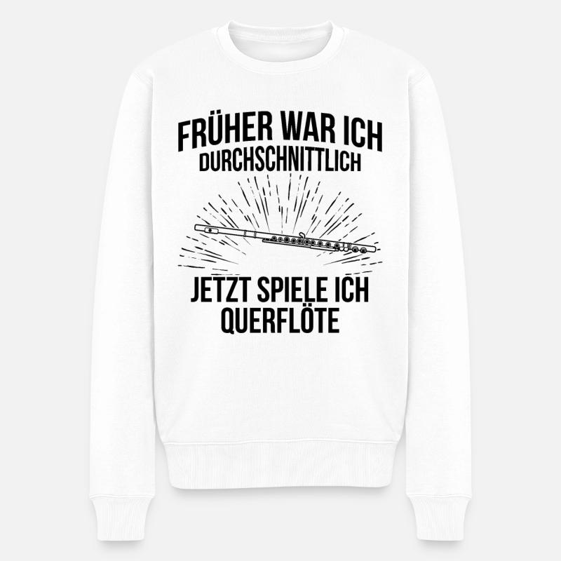 Querflöte Querflötenspieler Querflötist - Männer Premium Bio Pullover - Weiß