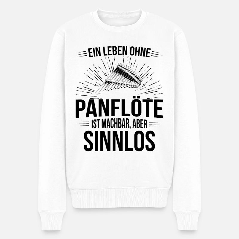 Panflöte Panflötenspieler Panflötist - Männer Premium Bio Pullover - Weiß