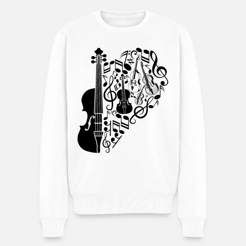 Double Bass Player - Double Bass Instrument - Männer Premium Bio Pullover - Weiß