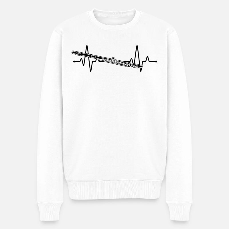 Querflöte Querflötenspieler Querflötist - Männer Premium Bio Pullover - Weiß
