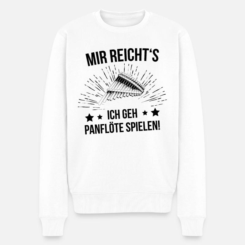 Panflöte Panflötenspieler Panflötist - Männer Premium Bio Pullover - Weiß