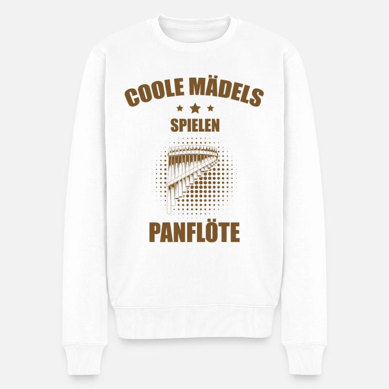 Panflöte Panflötenspieler Panflötist - Männer Premium Bio Pullover - Weiß