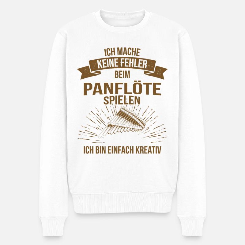 Panflöte Panflötenspieler Panflötist - Männer Premium Bio Pullover - Weiß