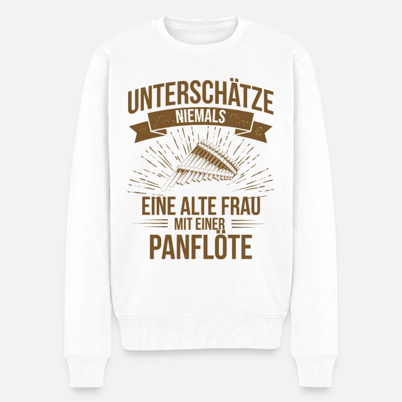 Panflöte Panflötenspieler Panflötist - Männer Premium Bio Pullover - Weiß