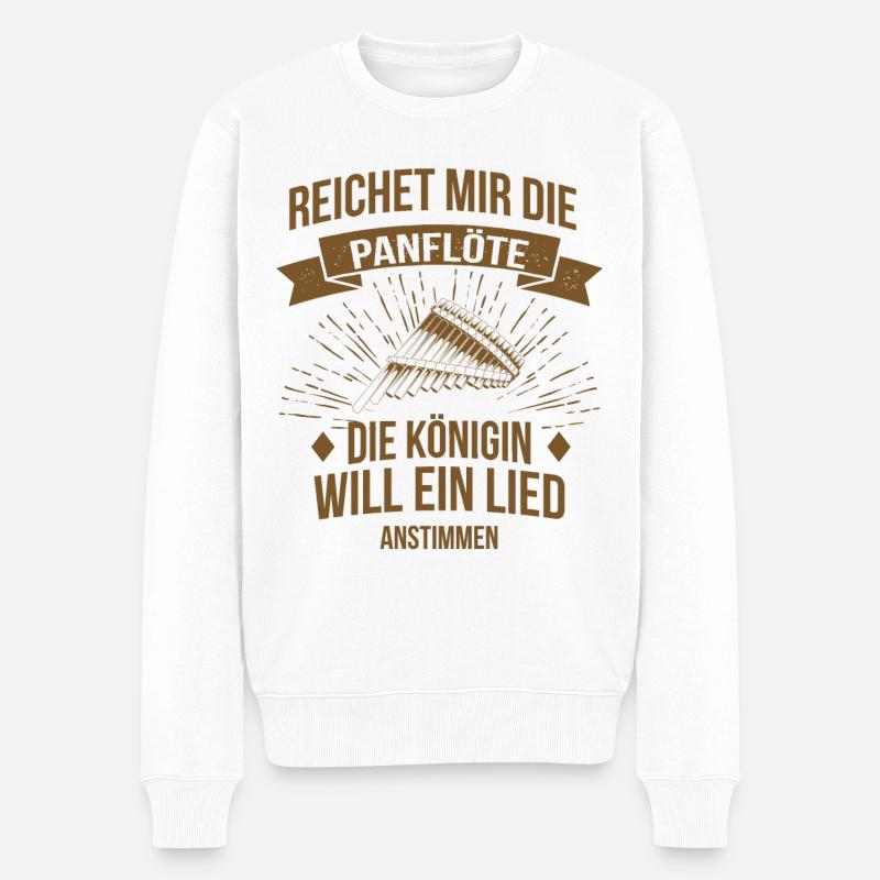 Panflöte Panflötenspieler Panflötist - Männer Premium Bio Pullover - Weiß