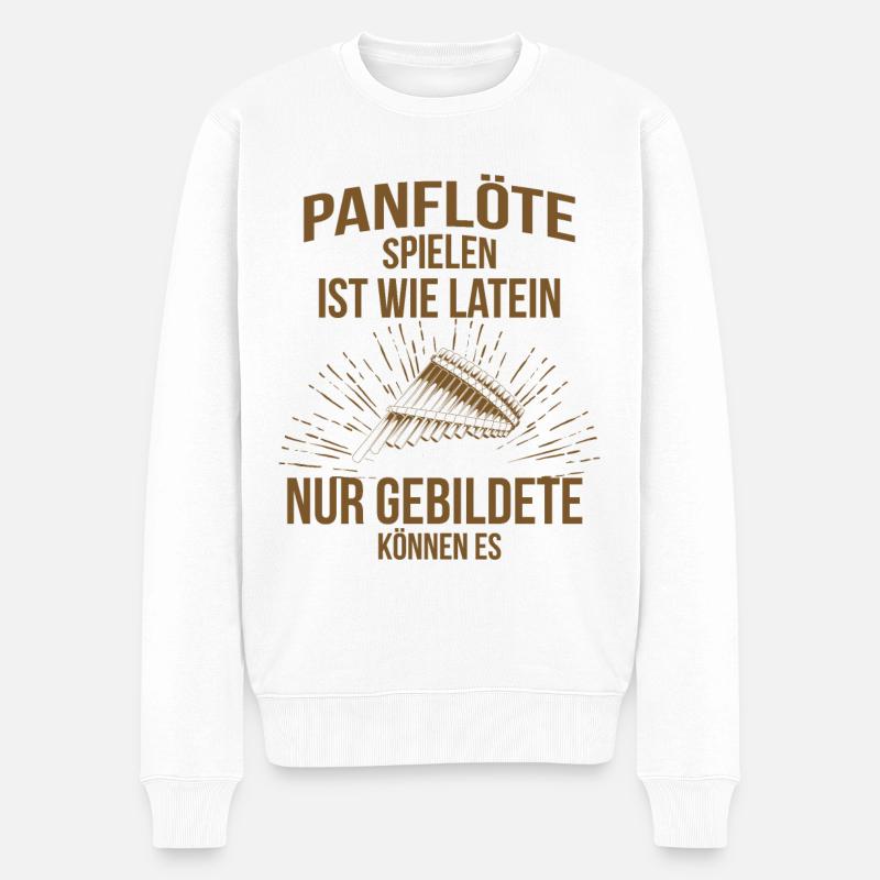 Panflöte Panflötenspieler Panflötist - Männer Premium Bio Pullover - Weiß
