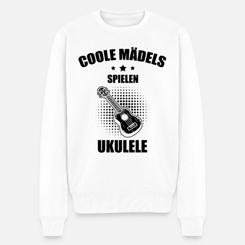 Ukulele Ukulele-Spieler Ukulelist - Männer Premium Bio Pullover - Weiß