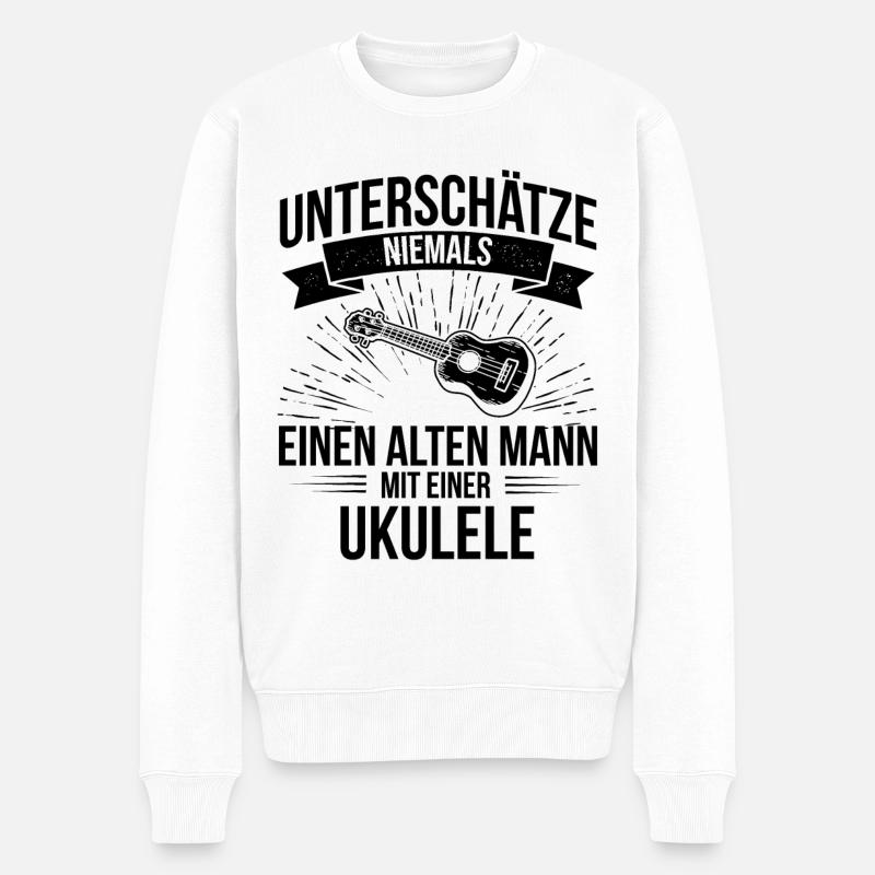 Ukulele Ukulele-Spieler Ukulelist - Männer Premium Bio Pullover - Weiß