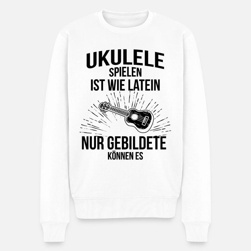 Ukulele Ukulele-Spieler Ukulelist - Männer Premium Bio Pullover - Weiß